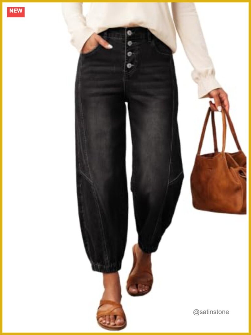 Harem Jeans for Women High Waisted Baggy Wide Leg Denim Pants with Pockets